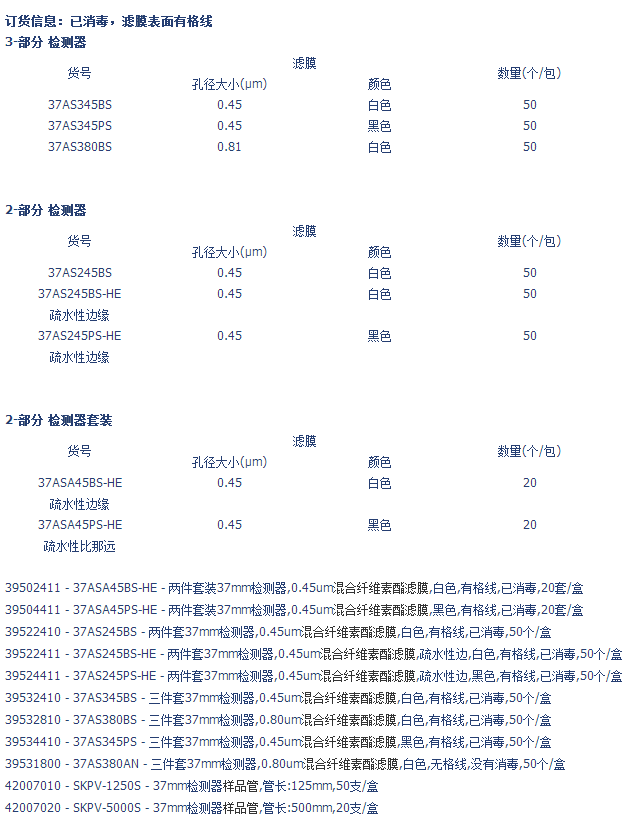 37ASA45PS-HEADVANTEC微生物37mm取样器检测器