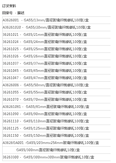 GA55/81mm东洋直径81mm玻璃纤维滤纸GA55系列